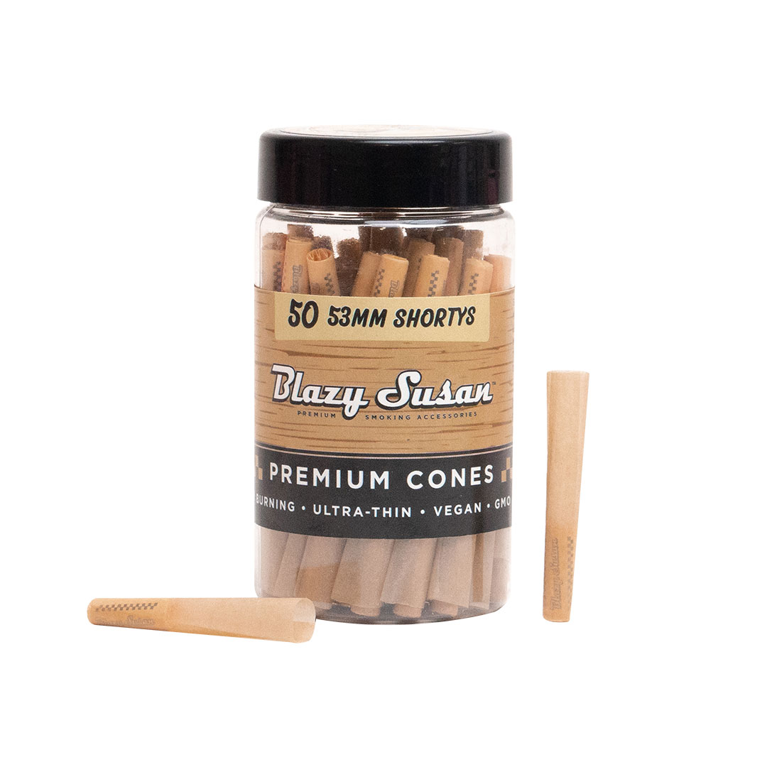 Blazy Susan Unbleached Shorty Pre Rolled Cones | 50CT Jar with Pre rolls