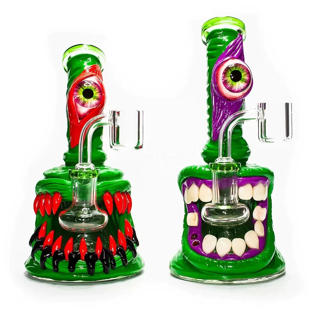 One Eye Monster Green 6.5" Water Pipe