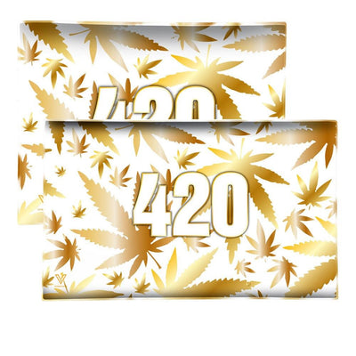The V Syndicate 420- Glass Rolling Tray (Small) gold