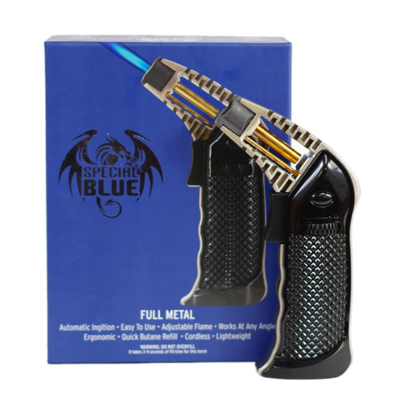 Special Black Blue Full Metal Butane Torch