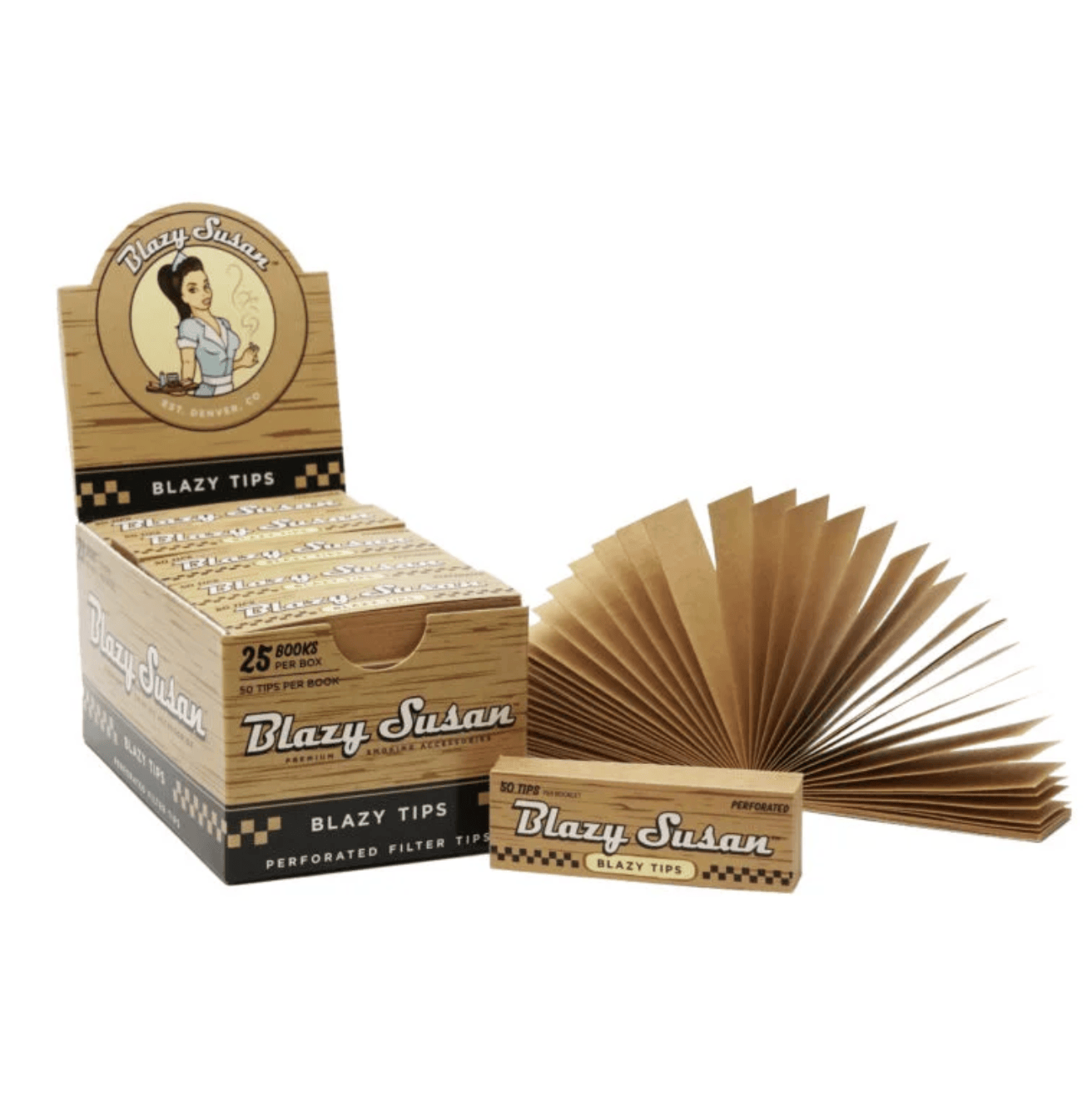 Blazy Suzan Unbleached Filter Tips Perforated - 25 Books per Box