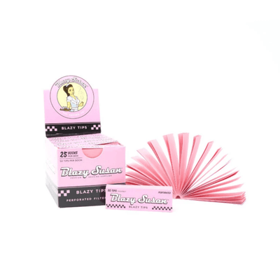 Blazy Suzan Pink Filter Tips - 15 Books per Box perforated