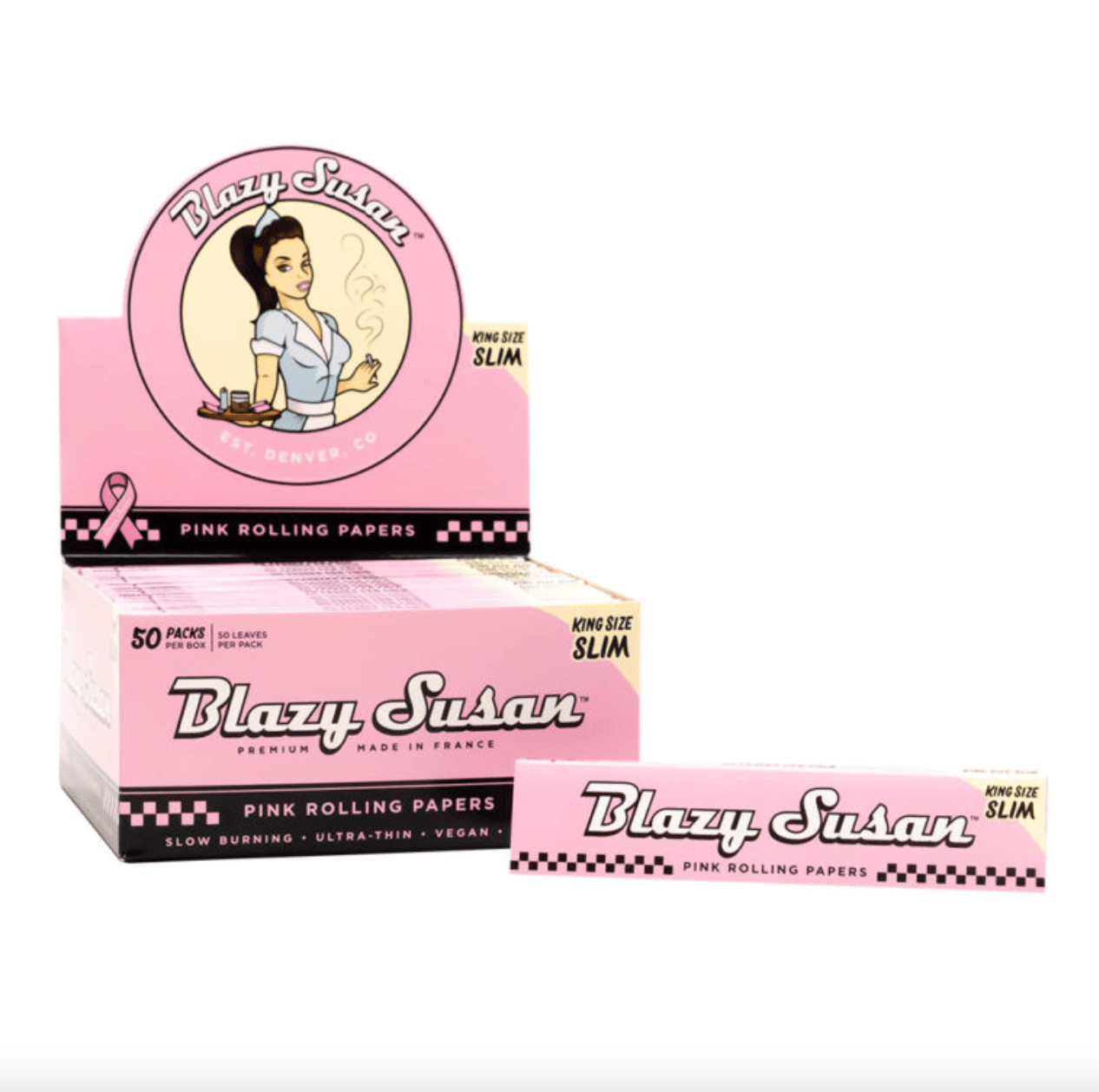 Blazy Susan Rolling Paper Pink King Size Slim Full Box