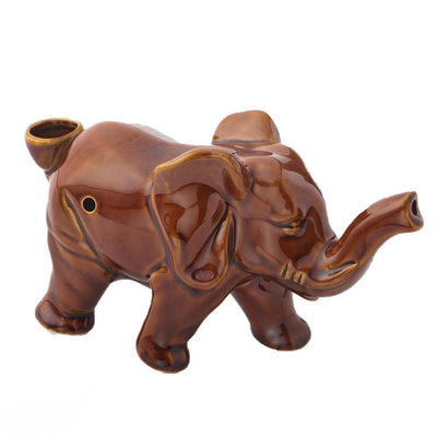 Ceramic Lucky Elephant Pipe Brown