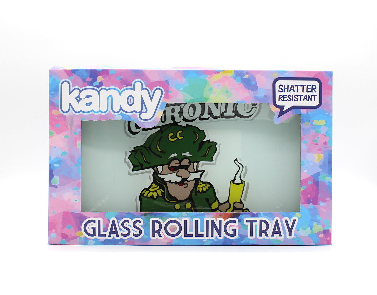 KANDY GLASS SHATTER RESISTANT ROLLING TRAY LARGE Cap'n Chronic