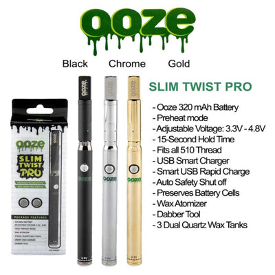 Ooze Slim Twist Pro with Variable Voltage Vaporizer