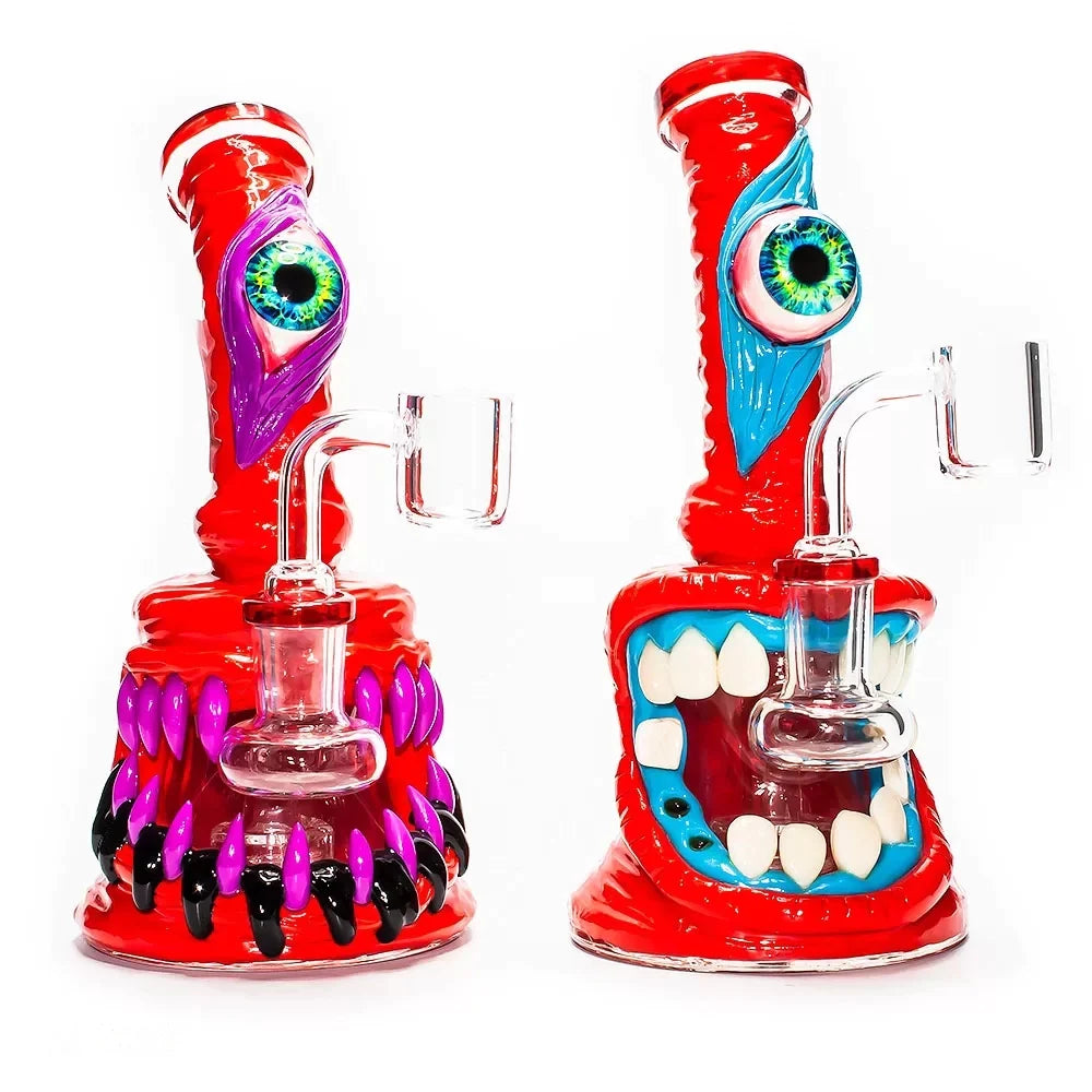 One Eye Monster Red 6.5" Water Pipe