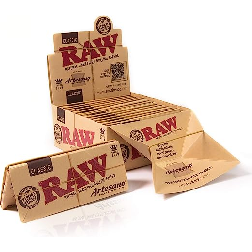 RAW Classic Artesano King Size Slim Rolling Paper | Tray | Tips