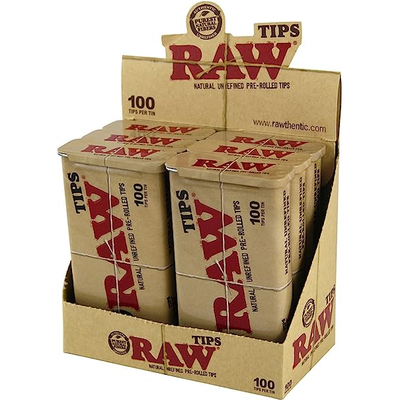 RAW Natural Unrefined Pre-Rolled Tips | 6 Packs | 100 tips