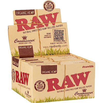 RAW Organic Connoisseur King Size Slim Rolling Paper + Tips
