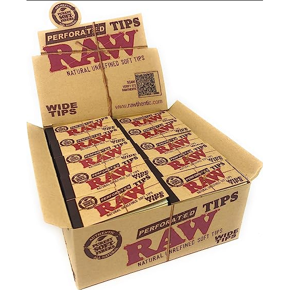 RAW Wide Tips Perforated Rolling Papers | 50 Pack