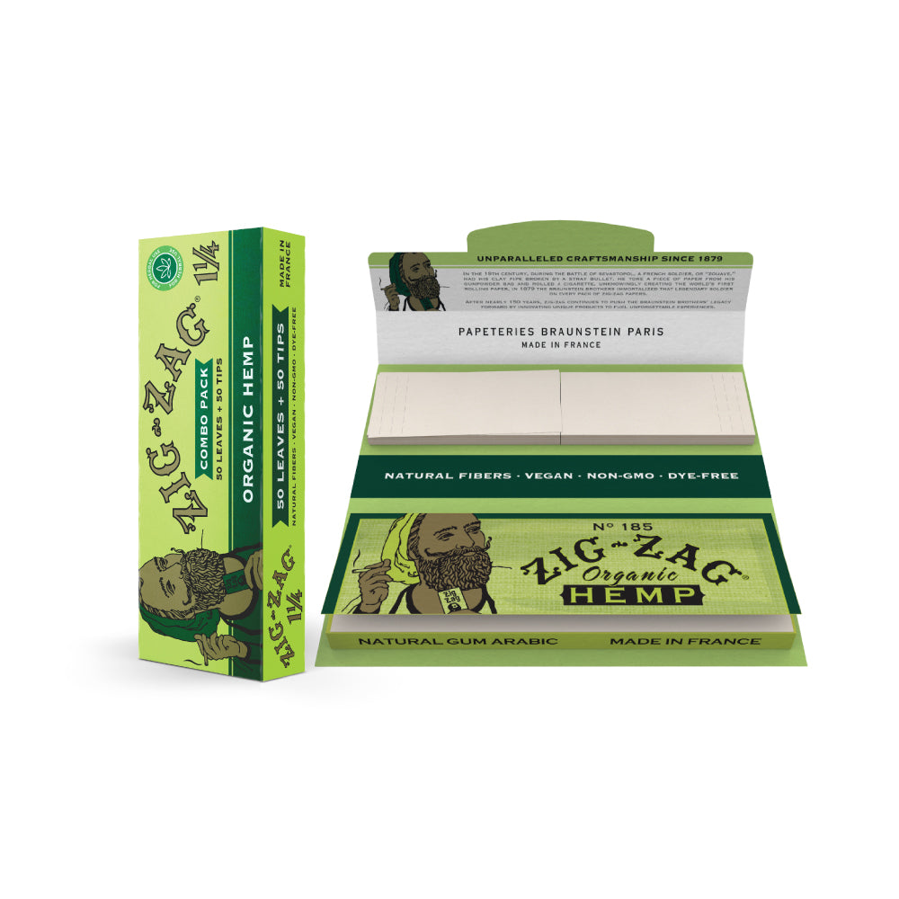 Zig Zag Organic Hemp Papers 1-1/4 With Tips 